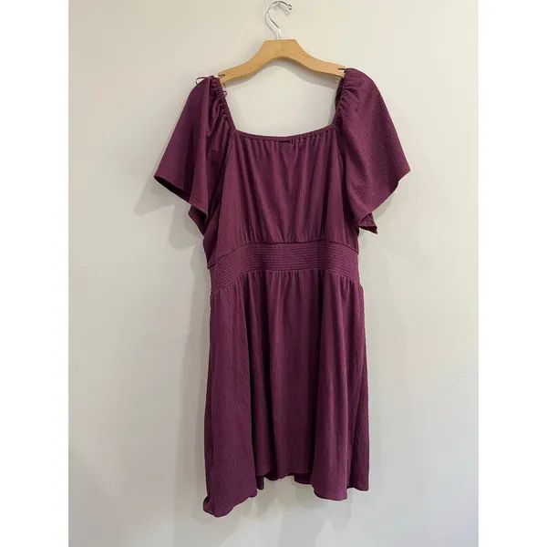Old Navy Dark Maeve Plum Waist Defined Flutter Sleeve Mini Dress‎ XXL - Image 3