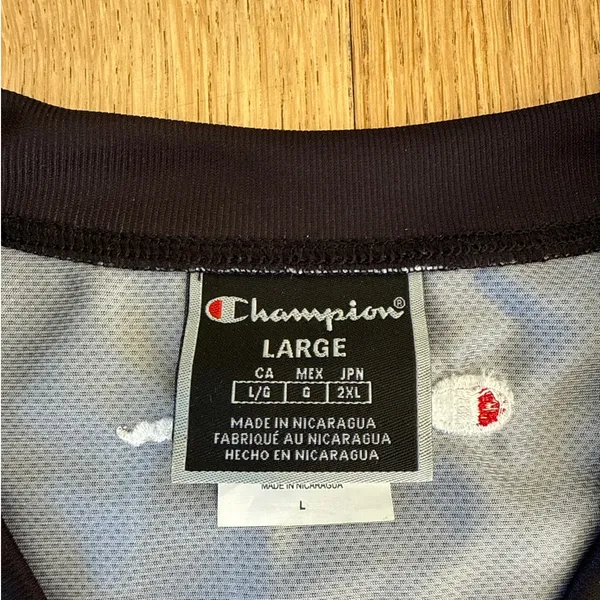 Champion Hockey Jersey No 19 Size L Red Black White Camo - Image 2
