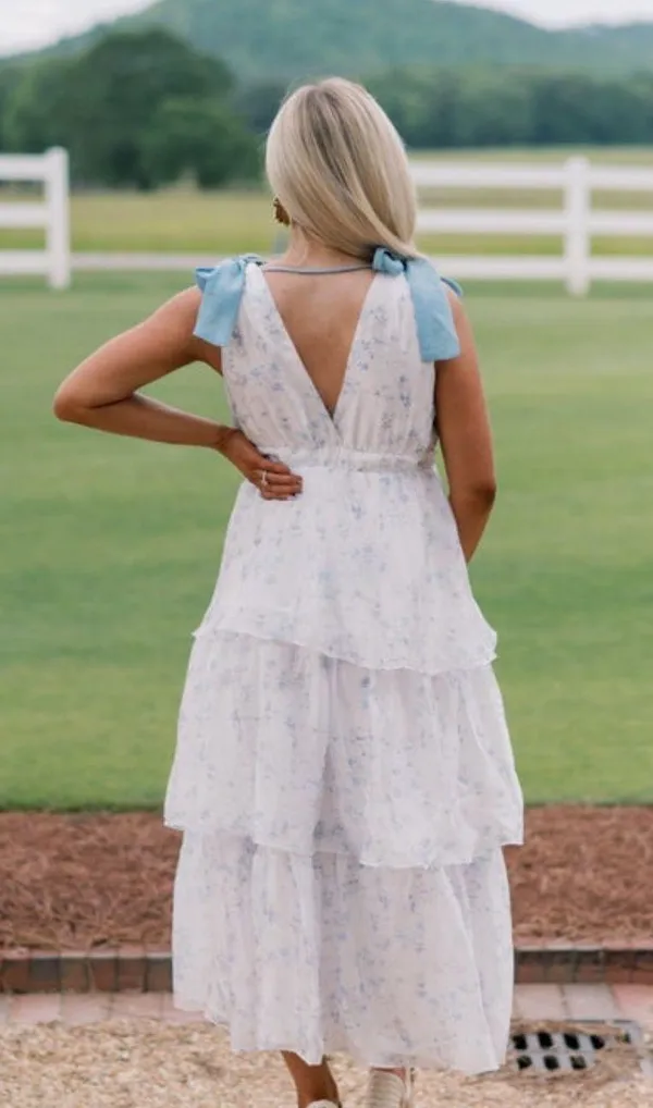 Ruffle Midi Dress White - Image 2