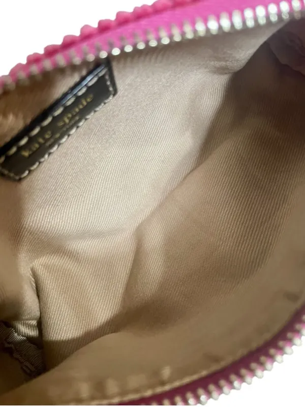 Kate Spade Pink Corduroy Barrel Shoulder Bag w Leather Trim & Contrast Stitching - Image 6