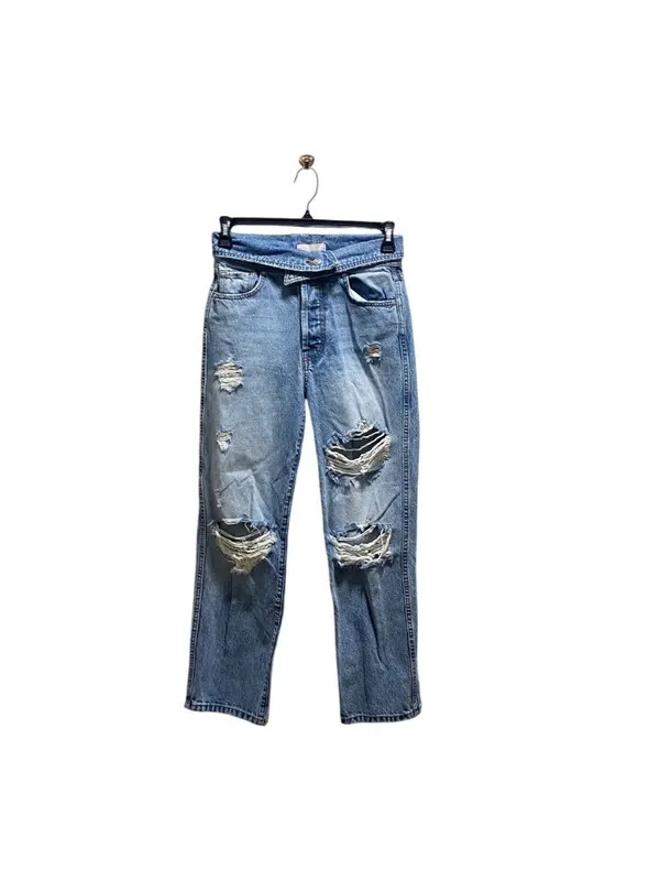 Revice Denim Fold Over Waist Baggy Denim Jeans Blue Size 28 Distressed Retro - Image 2