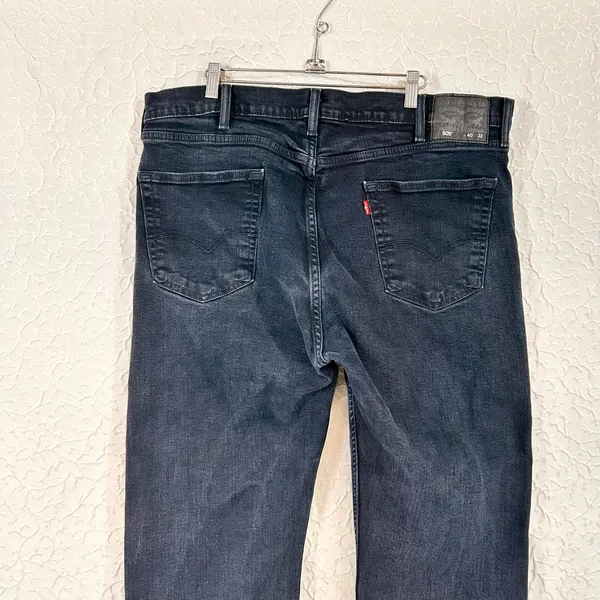 Levi's 505 Men's Jeans Size 40/32 Dark Blue Wash Straight Leg Cotton Classic - Image 11