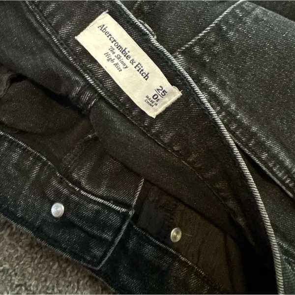 Abercrombie & Fitch Split Hem Jeans Sz 25 Black Denim Skinny High Rise - Image 17