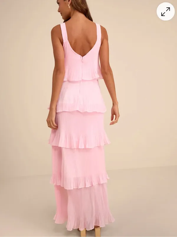 Lulus XL NEW Elegant Nature Blush Pink Pleated Sleeveless Tiered Maxi Dress - Image 10