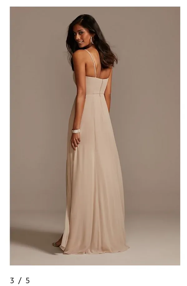 David’s Bridal Dusty Sage Chiffon Dress - Image 3