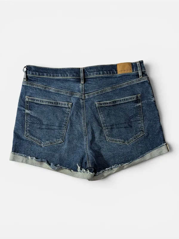 American Eagle Strigid Cuffed Denim Shorts Distressed Size 10 #270 - Image 5