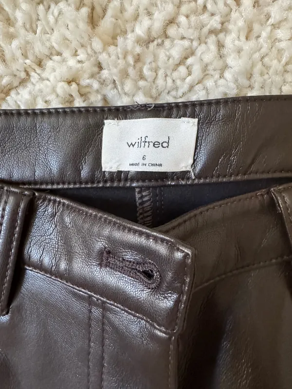Aritzia Leather Wilfred Melina Pants Vegan Brown - Image 2