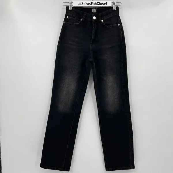 BDG‎ Cowboy Jeans Black Stretch Denim Straight Leg High Rise Women's Size 24 - Image 2