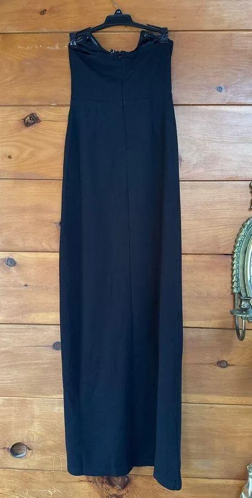 Lulus Malia Black Ruched Strapless Maxi Dress Bridesmaid Wedding Formal Size M - Image 4