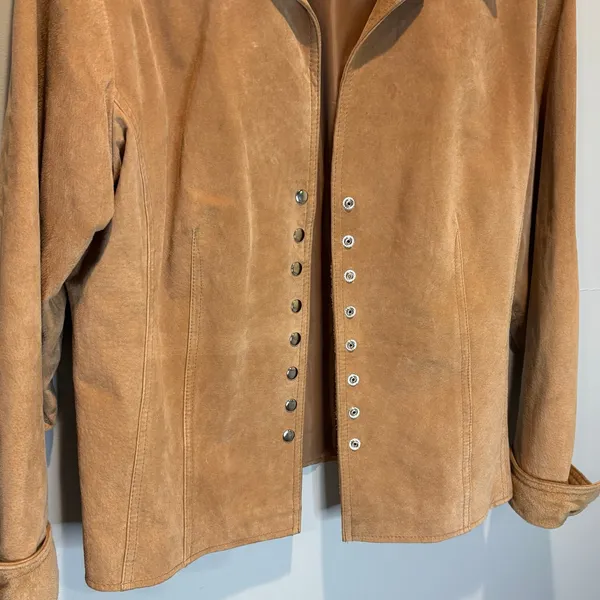 Coldwater Creek Tan Suede Leather Snap Front Jacket - size Large - Image 3