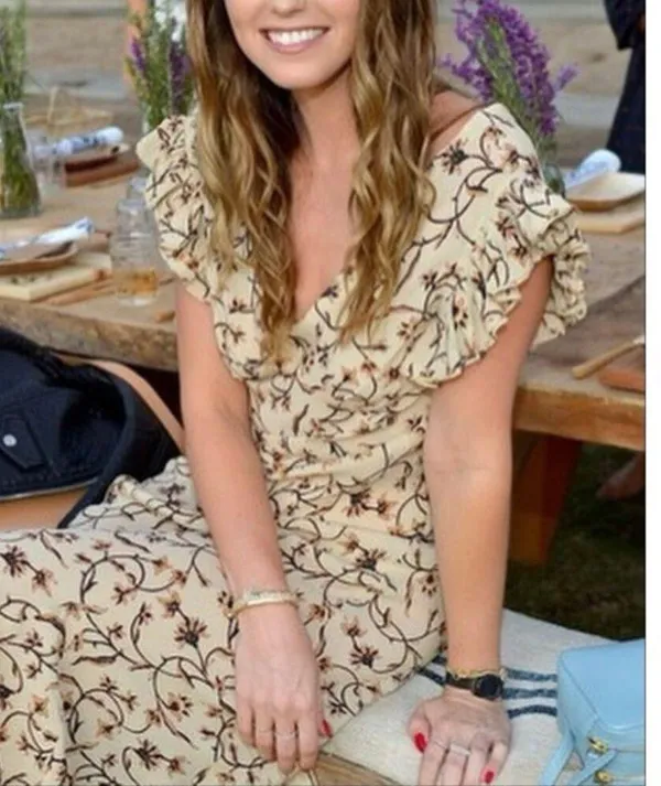 Doen Brindille cream scroll print maxi dress sz L - Image 9