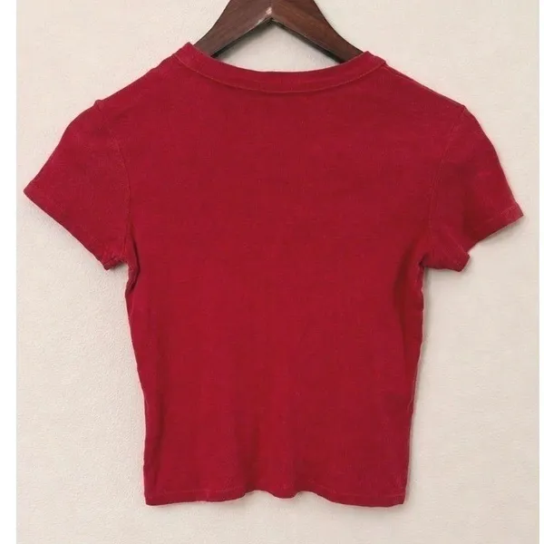 John Galt Brandy Melville Red Heathered Baby Tee Short Sleeve Crop Top One Size - Image 2