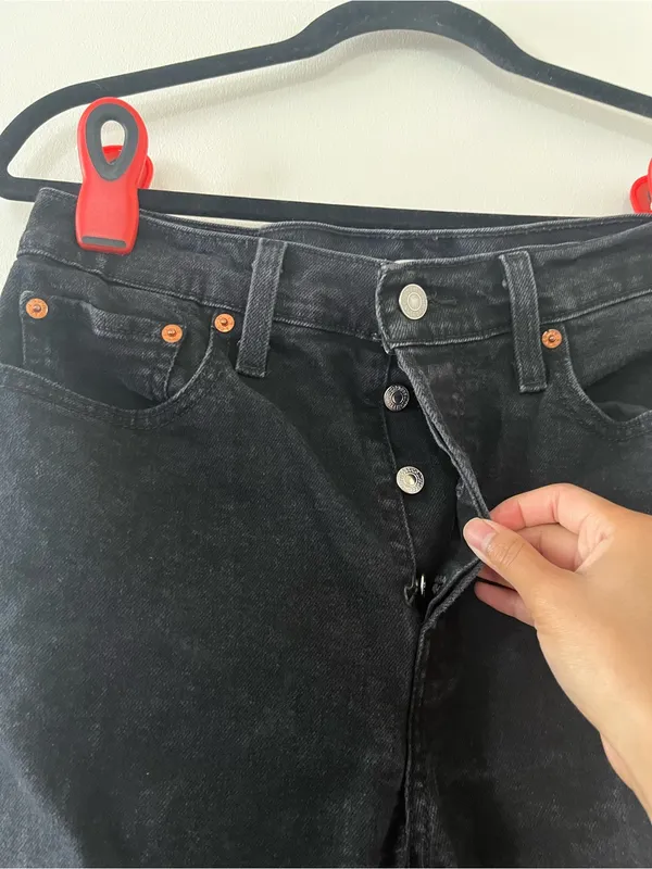 Levi's Black Wedgie Straight High Rise Jeans 30 Button Fly 90s Model Off Duty - Image 2