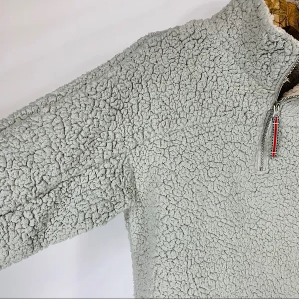 Gray Teddy Sweatshirt Pullover 1/4 zip Small Normcore Gorpcore - Image 8