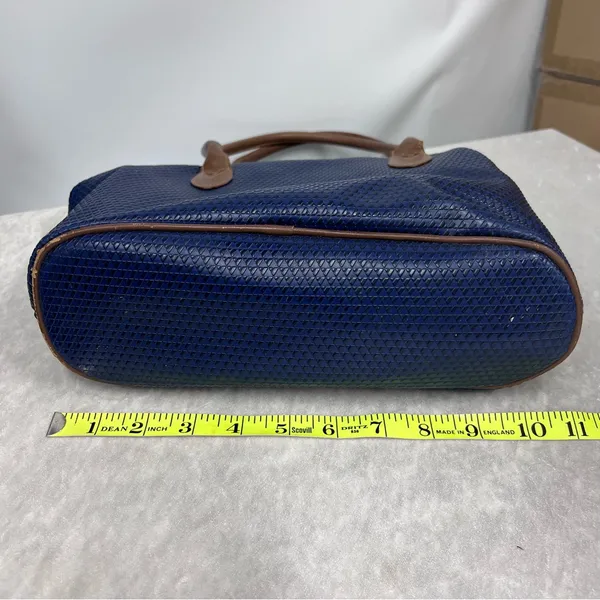 Vintage Liz Claiborne Blue textured handBag leather trim 80’s tote - Image 8