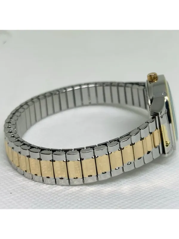 Accutime women’s watch silver gold tone quartz analog 28mm stretch band running - Image 5