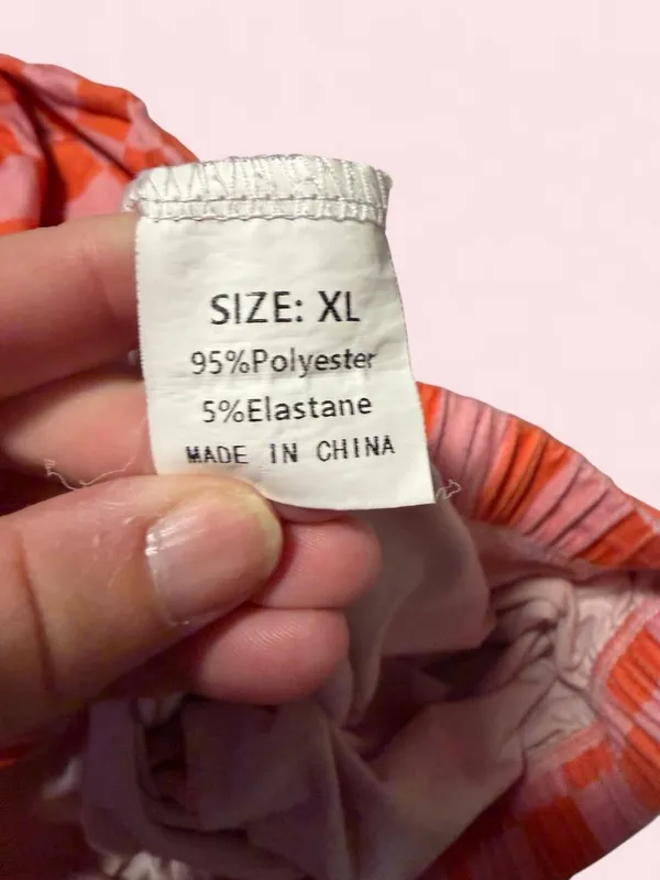 Checkerboard Wide-Leg Pants - Pink & Orange - Image 3