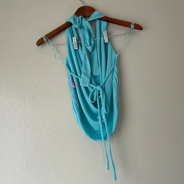 Edikted Turquoise Blue Cowl Neck Skirt Set Size Small - Image 7