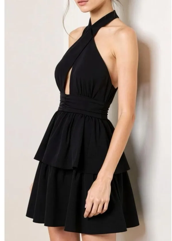 AMANDA UPRICHARD Darby Halter Mini Dress, Black, XS - Image 3