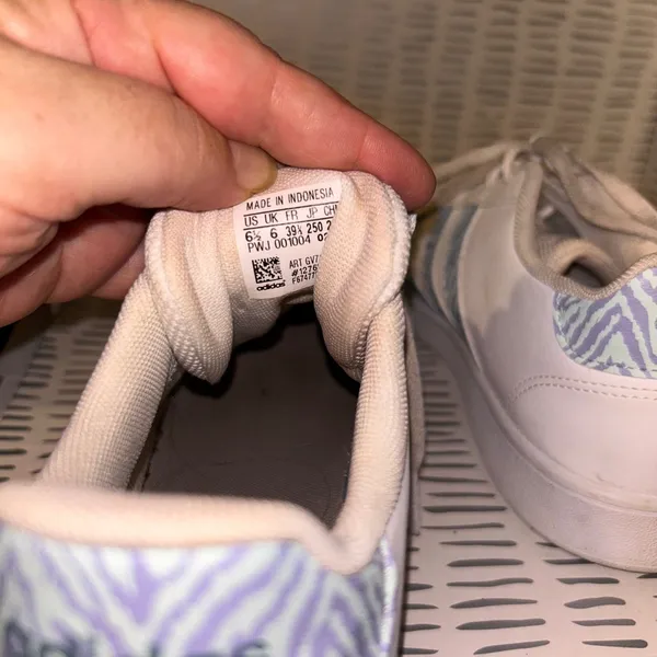 Adidas Grand Court Zebra Stripe White Purple Mint Sneakers Womens 6.5 Streetwear - Image 7