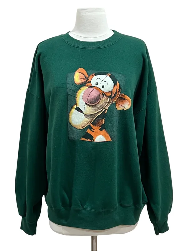 Vintage Disney World Winnie the Pooh Tigger Deep Green Crewneck Sweatshirt Sz XL - Image 10