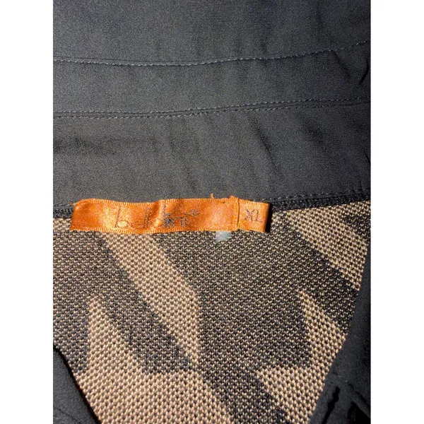 Bellini Houndstooth Mixed Media Layered Sweater Vest Blouse Top Black Tan XL - Image 3