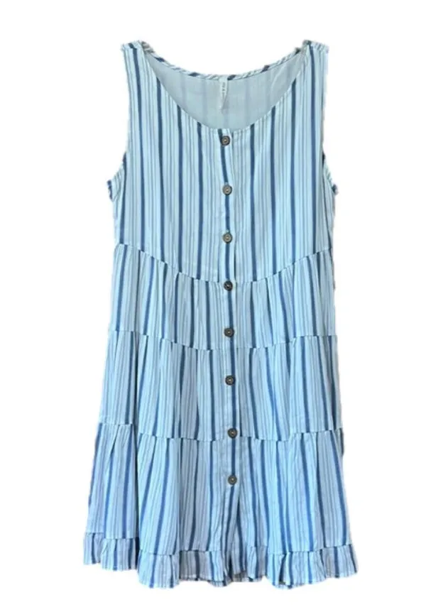 MIA & Tess Blue and White Striped Sleeveless Dress - Image 2