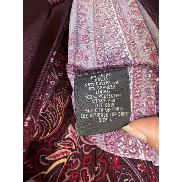 Snap Womens Paisley Halter Maxi Dress Burgundy Purple Size L NEW - Image 8
