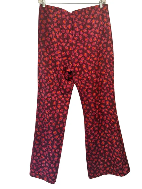 Anthropologie Porridge Flared Ponte Pull-On Pants Wine Burgundy Ditsy Floral XL - Image 4