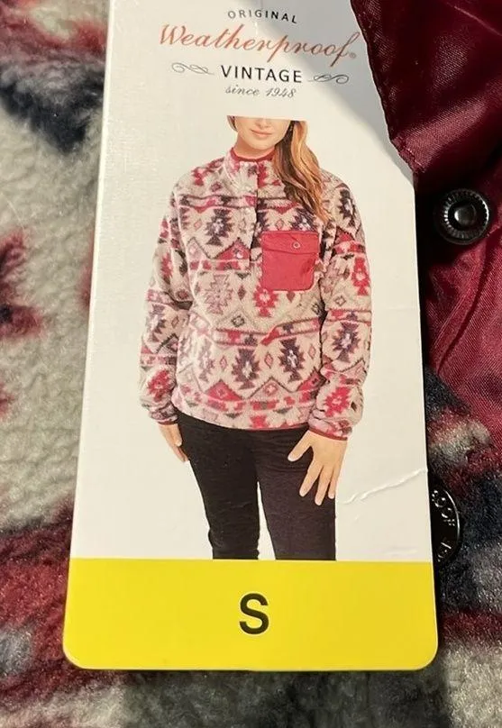Weatherproof Vintage- NWT Aztec Southwest Printed Fleece Pullover- Size S - Image 7