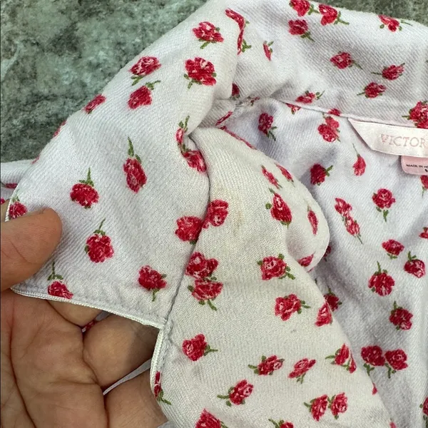 4/$25 Victorias Secret Floral Rose Bud Cotton Button Up Pajama Top Shirt Sz M - Image 5