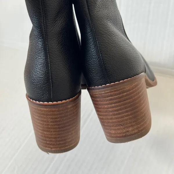 Seychelles Black Leather Ankle Boots Womens 7.5 Fall Boho Booties Stacked Heels - Image 6