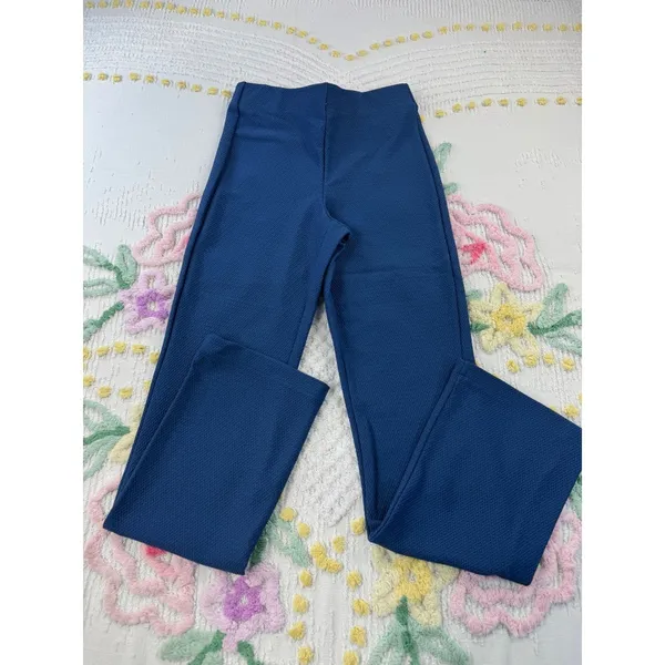 Legacy XXS Blue Textured Jacquard Pull On High Rise Straight Leg‎ Pants A474586 - Image 2