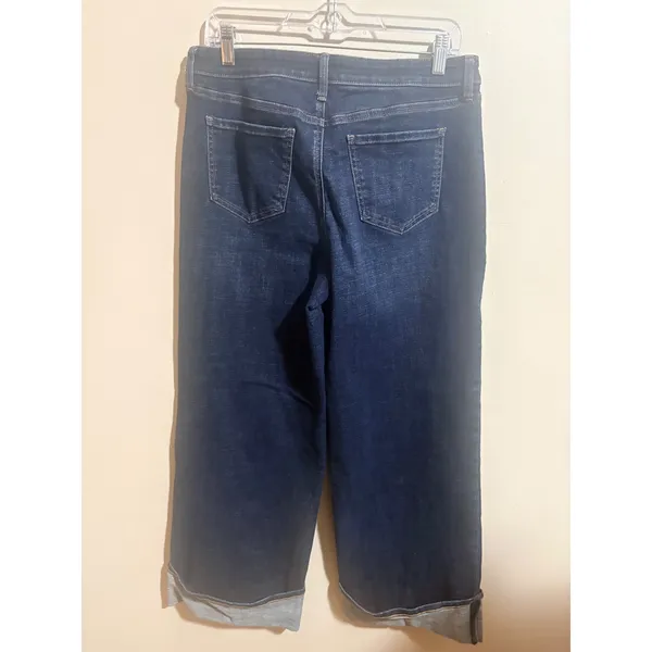 NYDJ Teresa Wide Leg Jeans Womens 8 Blue Excellent Cuffed Lift Tuck High Rise - Image 3
