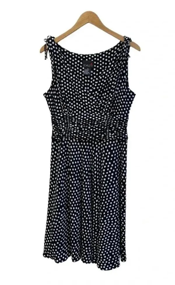 Scarlet Size 12 Black and White Polka Dot Sleeveless Fit And Flare Casual Dress‌ - Image 5