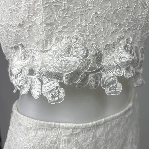 I.N. San Francisco White Lace Sleeveless Formal Crop Top Mini Skirt Set Size S - Image 4