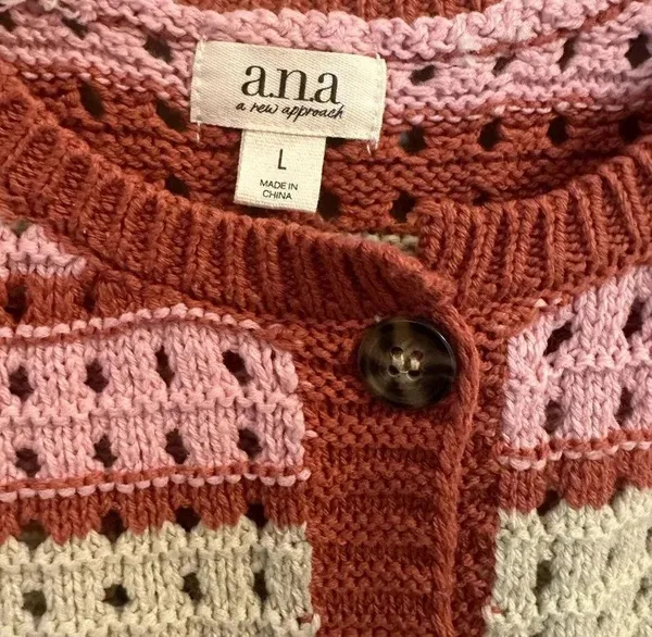 a.n.a Knit Button Sweater Stripe Vest // Size Large - Image 8