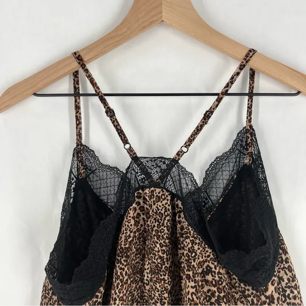 1. State Chiffon Leopard Animal Print Lace Cami Y2K‎ Mob Wife - Image 8