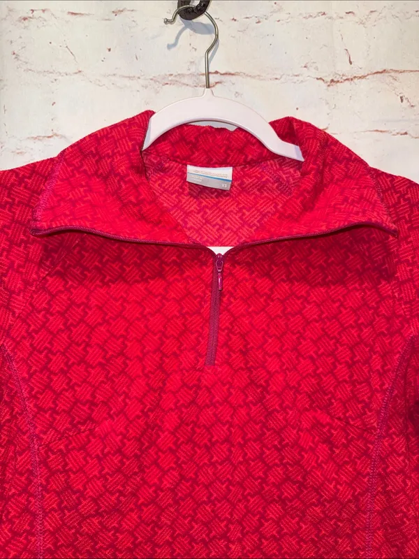 Columbia xs Women's Red Quarter-Zip Pullover Sweatshirt fleece logo geometric - Image 4