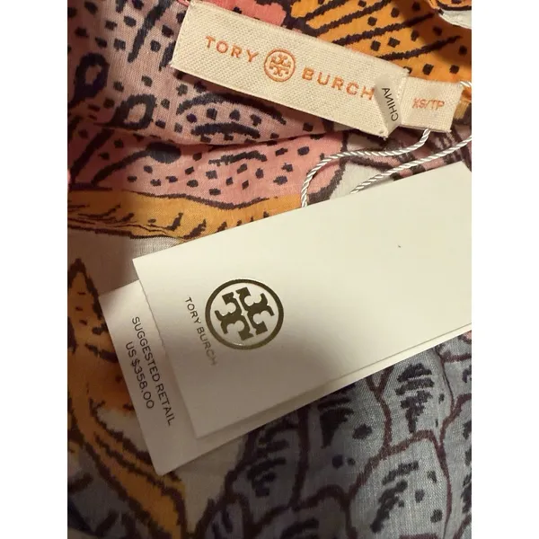 Tory Burch $358 Sheer Caftan Floral‎ Bird Orange Wonderland Beach Sheer Cover Up - Image 3