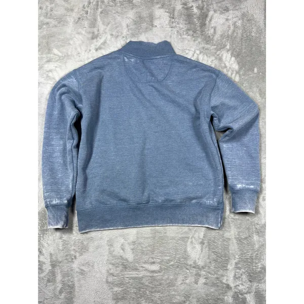 Distressed Sweater 1/4 Button Pullover Vintage Washed Style Medium - Image 6