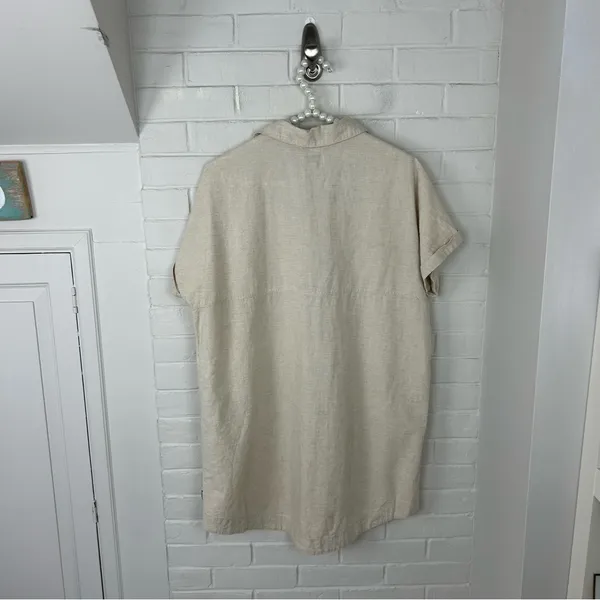 Rhythm Classic Linen Blend Shirt Dress In Oat Size S - Image 9