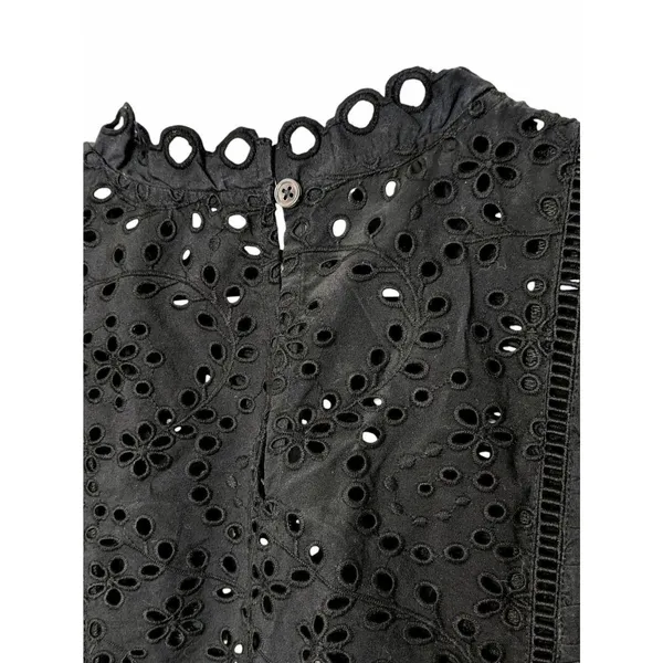 Veronica Beard Calisata Black Coquette Eyelet Ruffle Cotton Blouse Top Sz 0 NWOT - Image 7