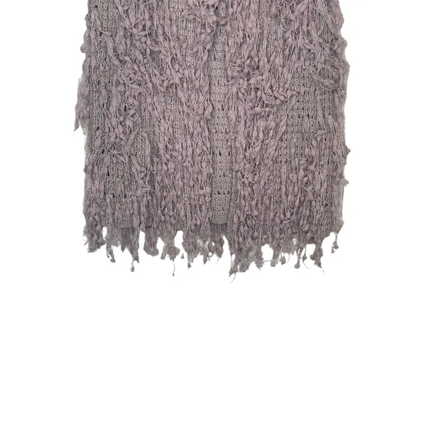 Umgee Women's‎ Cardigan Wrap Shaggy Open Front Fringe Vest Sleeveless Grey Large - Image 5