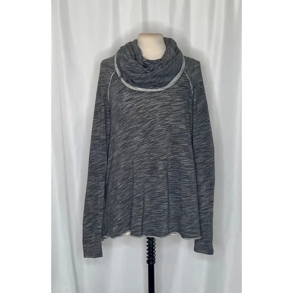 FREE PEOPLE FP Beach Cacoon Cowl Neck Knit Top Gray Space Dye X-Small Small - Image 2