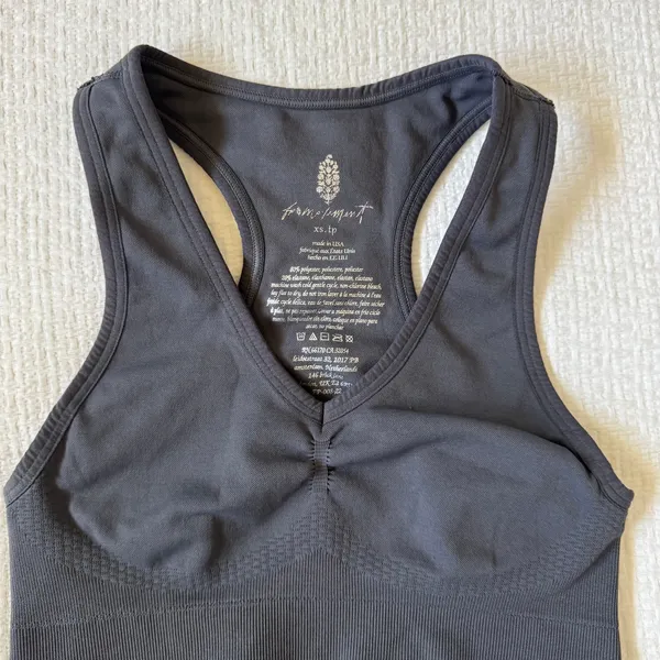 NWOT Free People FP Movement Sports Bra XS Petite Gray Racerback Ribbed Bralette - Image 3
