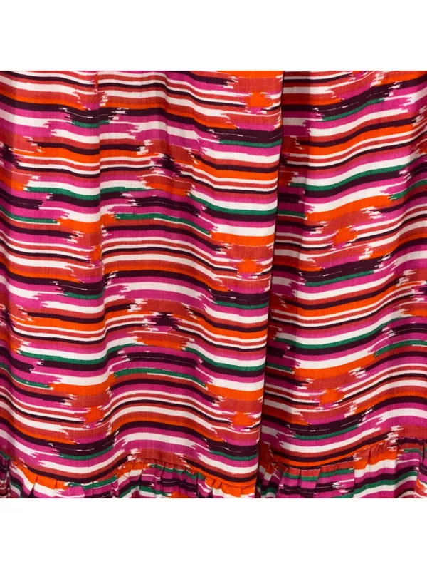 LOFT Striped Tiered Midi Dress Size 12 Pink Red - Image 5