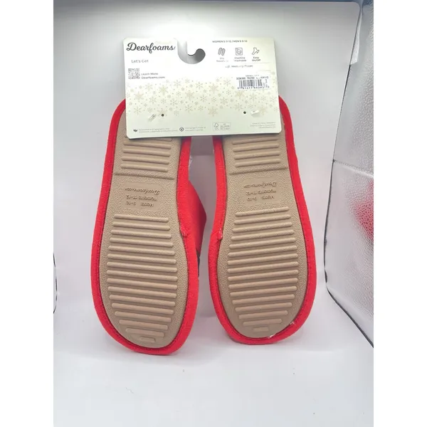 Dearfoams Santa Belt Memory Foam Slippers Red/White Size‎ W 11-12 M9-10 BinR - Image 4