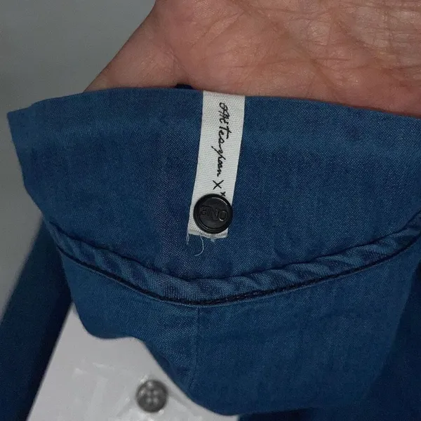 One Teaspoon Womens Button Front Chambray Oversized Bahama Tux Shirt Blue XS NWT - Image 3