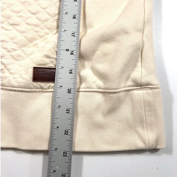 L.L. Bean Small Quilted Quarter Zip Pullover Cream EUC Outdoor Fall Cozy - Image 11
